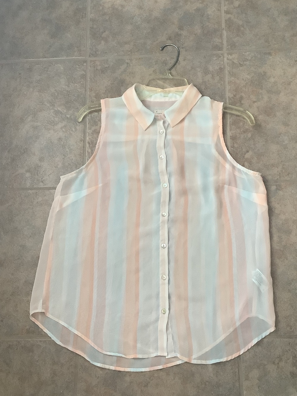 a new day Sleeveless Striped Button-Down Top in Peach and White